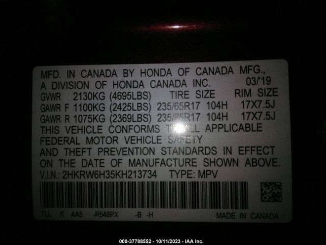 2HKRW6H35KH213734 Honda CR-V LX