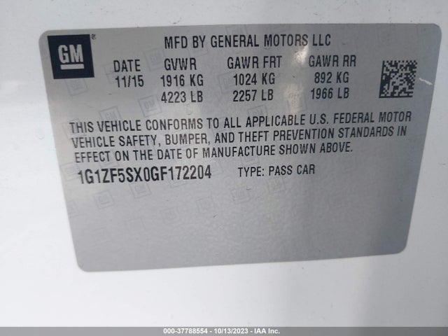Chevrolet MALIBU 2LT 2016 1G1ZF5SX0GF172204 Image 9