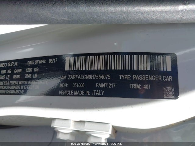 ZARFAECN9H7554075 Alfa Romeo Giulia Ti Rwd