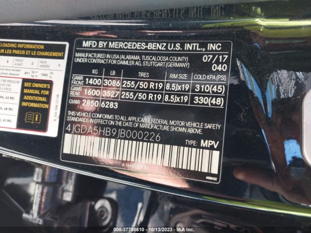 4JGDA5HB9JB000226 Mercedes-Benz Gle Gle 350