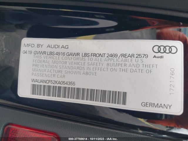 2019 AUDI A5 SPORTBACK WAUANCF52KA054355 Photo 8