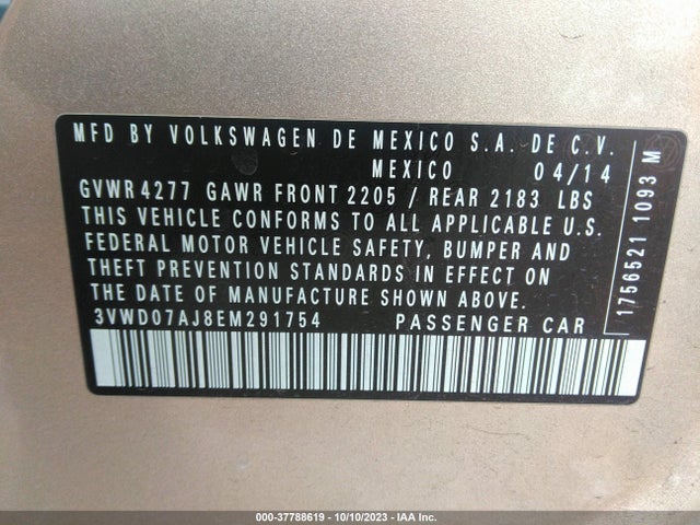 3VWD07AJ8EM291754 Volkswagen Jetta Sedan Se W/connectivity/sunroof