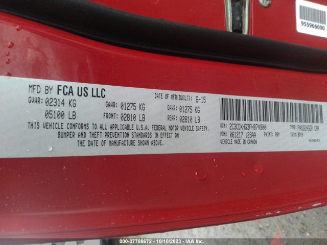 2015 DODGE CHARGER SXT VIN: 2C3CDXHG3FH874900
