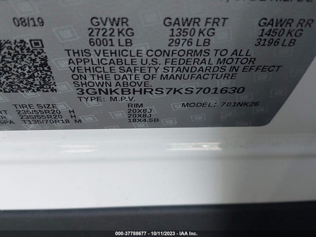 Chevrolet Blazer 2019 3GNKBHRS7KS701630 Image 9