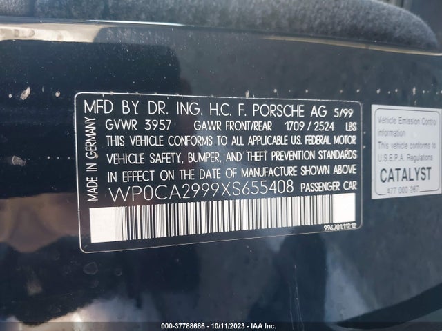 1999 PORSCHE 911 CARRERA WP0CA2999XS655408 Photo 8