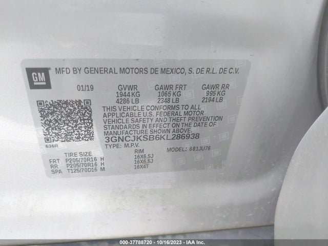 Chevrolet TRAX LS 2019 3GNCJKSB6KL286938 Image 9