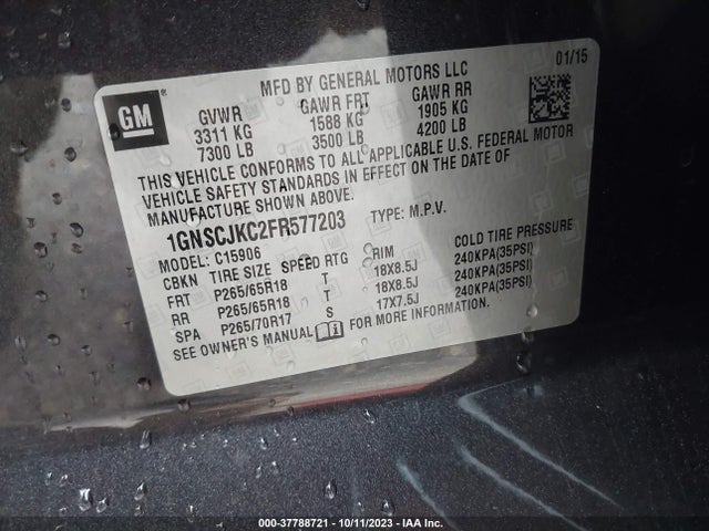Chevrolet Suburban Lt 2015 1GNSCJKC2FR577203 Image 9