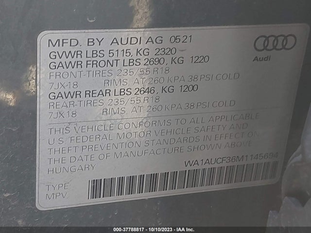 WA1AUCF36M1145694 Audi Q3 PREMIUM