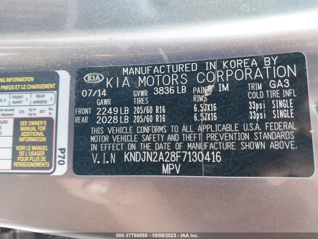 KIA Soul Base 2015 KNDJN2A28F7130416 Image 9