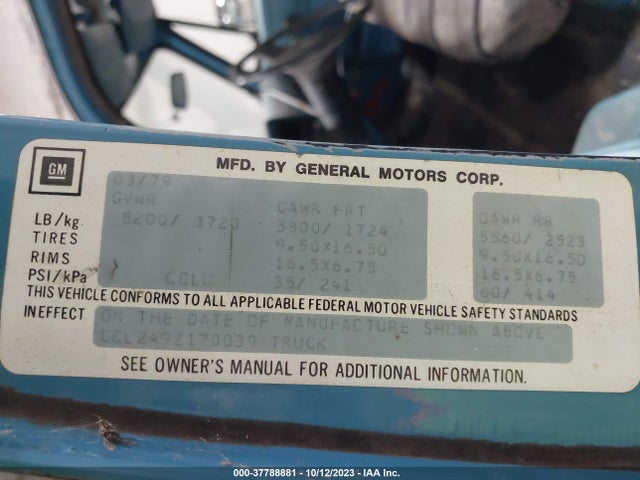 1979 CHEVROLET PICKUP VIN: CCL249Z170039
