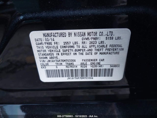 2014 INFINITI Q50 HYBRID SPORT VIN: JN1AV7AR7EM703304
