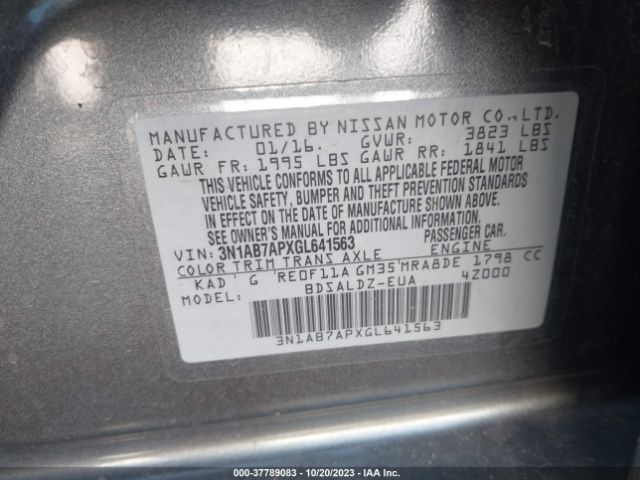 3N1AB7APXGL641563 Nissan Sentra Sr/sl/s/sv/fe+ S