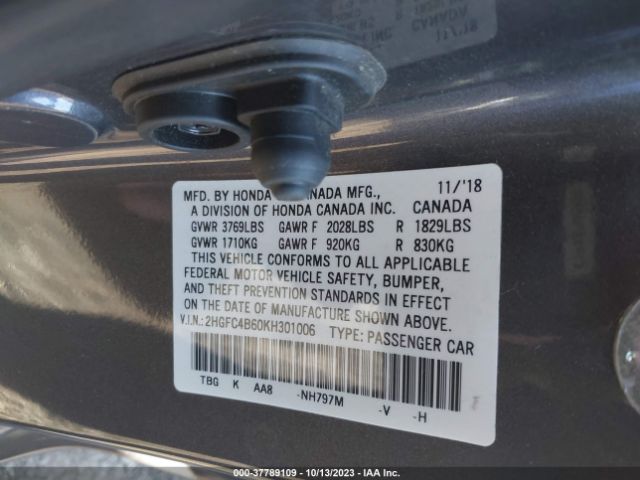 2HGFC4B60KH301006 Honda Civic Coupe Lx