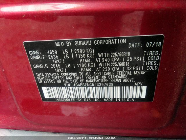 2018 SUBARU OUTBACK 4S4BSENC5J3397638 Photo 8