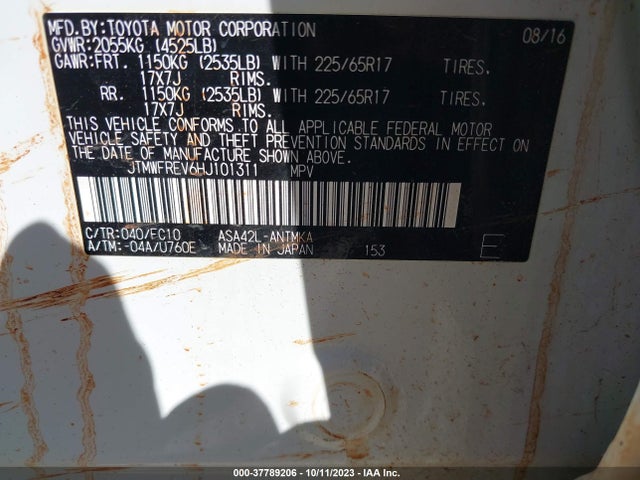 Toyota Rav4 Xle 2017 JTMWFREV6HJ101311 Image 9
