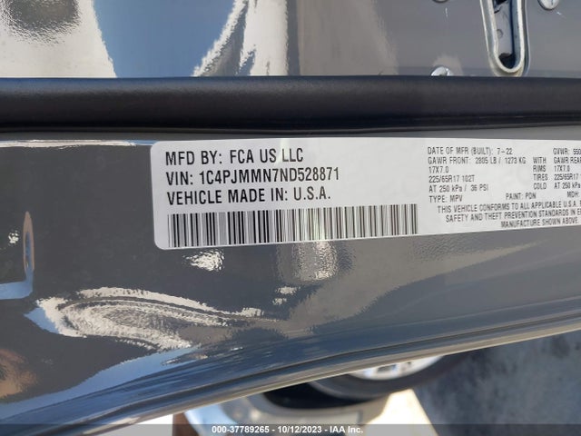 1C4PJMMN7ND528871 Jeep Cherokee Latitude Lux