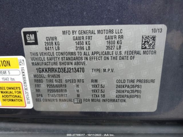 1GKKRRKD3EJ213470 GMC ACADIA SLT