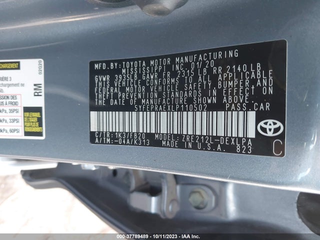 Toyota COROLLA LE 2020 5YFEPRAEXLP110502 Image 9