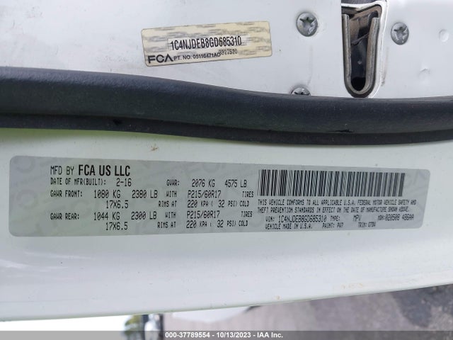 Jeep Compass Latitude 2016 1C4NJDEB8GD685310 Image 9