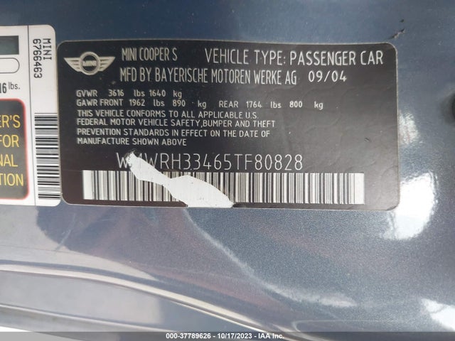 2005 MINI COOPER CONVERTIBLE WMWRH33465TF80828 Photo 8