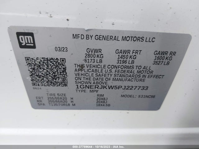 Chevrolet Traverse Rs 2023 1GNERJKW5PJ227733 Image 9