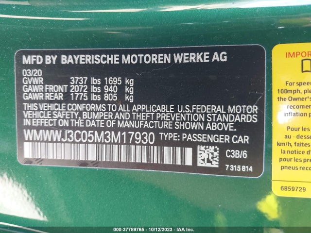 2021 MINI CONVERTIBLE WMWWJ3C05M3M17930 Photo 8