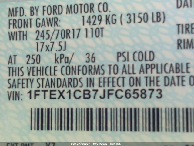1FTEX1CB7JFC65873 Ford F-150 Xl/xlt
