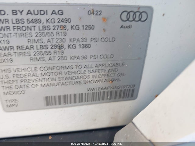 WA1EAAFY4N2107709 Audi Q5 S Line Premium Plus