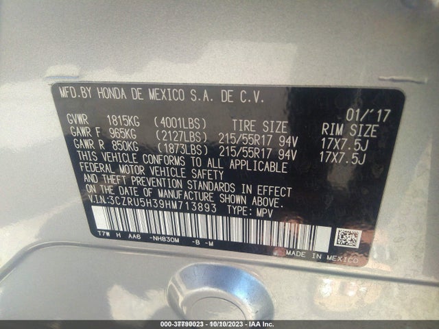 Honda HR-V LX 2017 3CZRU5H39HM713893 Image 9
