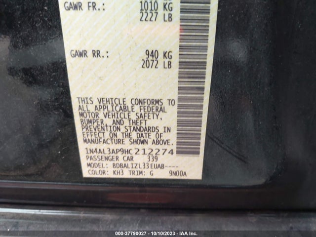 Nissan Altima 2.5 Sv 2017 1N4AL3AP9HC212274 Image 9