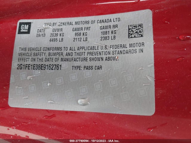 Chevrolet Camaro 1ls 2014 2G1FE1E38E9162761 Image 9