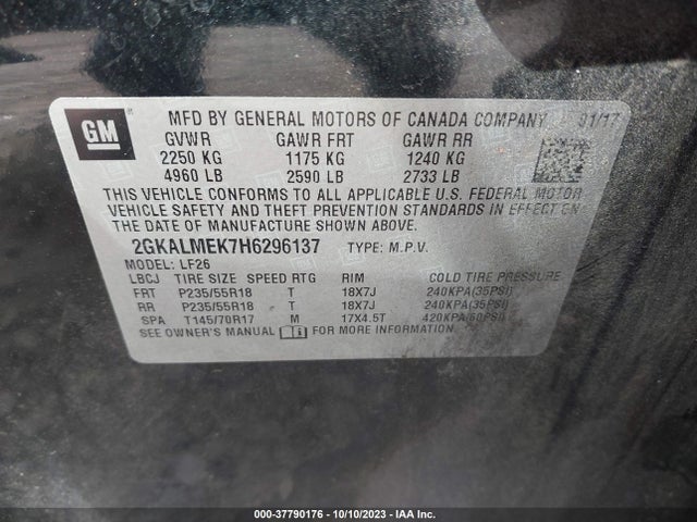 GMC Terrain Sle 2017 2GKALMEK7H6296137 Image 9