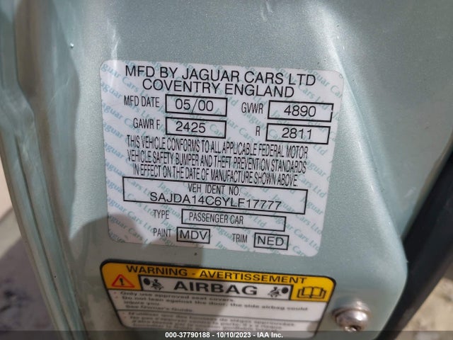 2000 JAGUAR XJ SAJDA14C6YLF17777 Photo 8