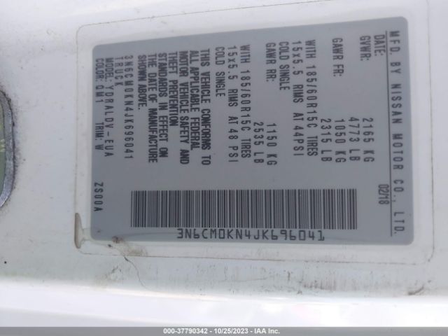 3N6CM0KN4JK696041 Nissan Nv200 Compact Cargo S