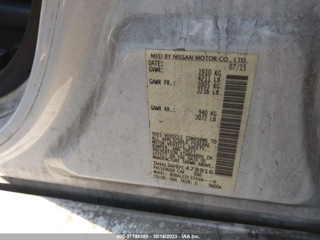 Nissan Altima 2.5 S 2015 1N4AL3AP8FC478916 Image 9