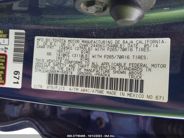 Toyota Tacoma Prerunner 2014 3TMJU4GN6EM168974 Image 9