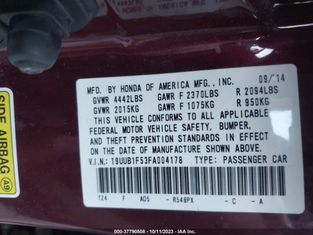 19UUB1F53FA004178 Acura TLX TECH