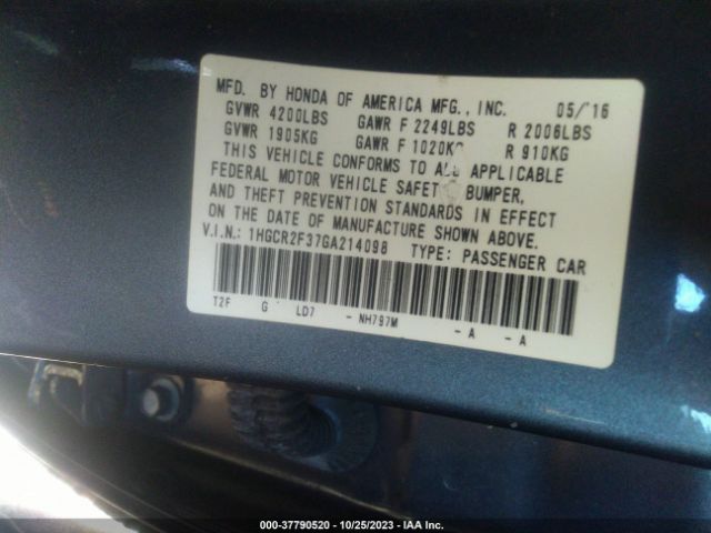 1HGCR2F37GA214098 Honda Accord Sedan Lx