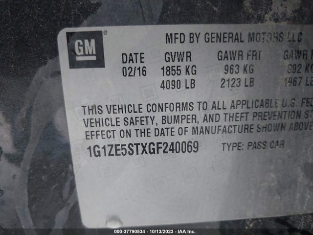 Chevrolet MALIBU LT 2016 1G1ZE5STXGF240069 Image 9