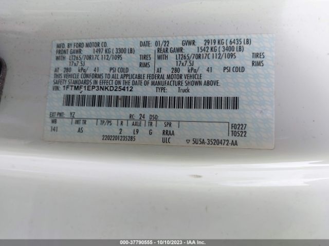 1FTMF1EP3NKD25412 Ford F-150 Xl/xlt