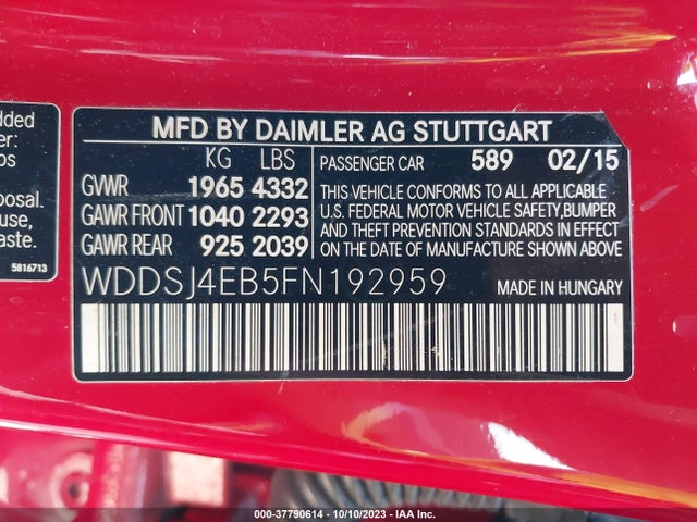Mercedes-Benz Cla-class Cla 250 2015 WDDSJ4EB5FN192959 Image 9