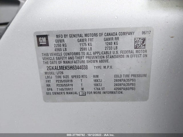 GMC Terrain Sle 2017 2GKALMEK5H6344038 Image 9