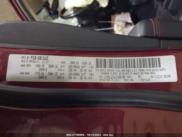 1C4RDJDG0JC226709 Dodge DURANGO GT