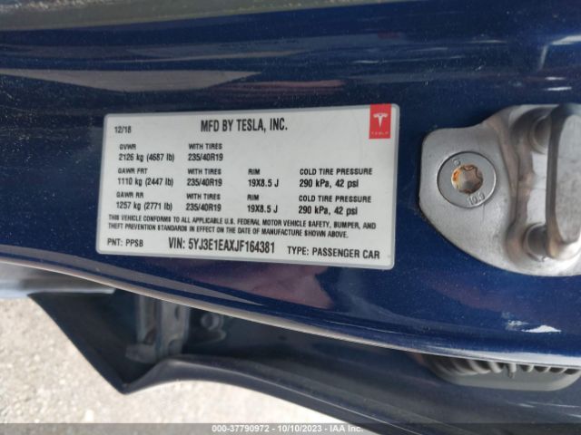 5YJ3E1EAXJF164381 Tesla Model 3 Range Battery