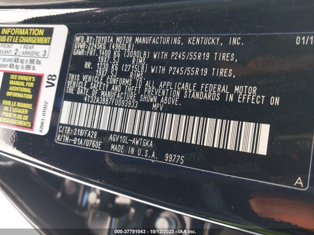 Toyota Venza Le/xle 2015 4T3ZA3BB7FU093933 Image 9