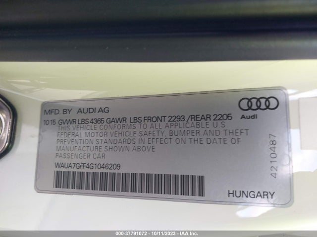 WAUA7GFF4G1046209 Audi A3 1.8t Premium