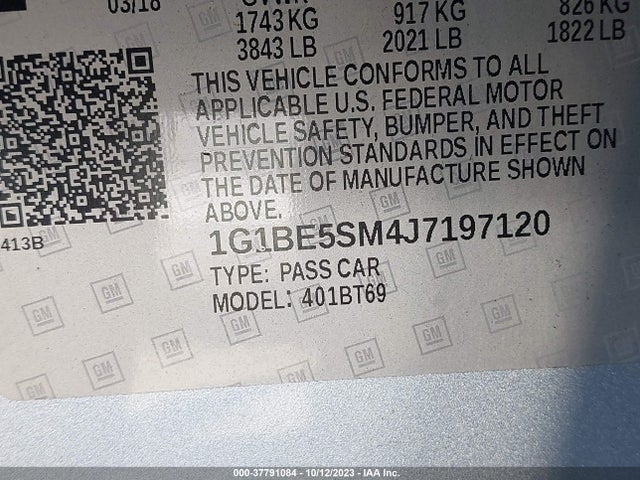 Chevrolet CRUZE LT 2018 1G1BE5SM4J7197120 Image 9