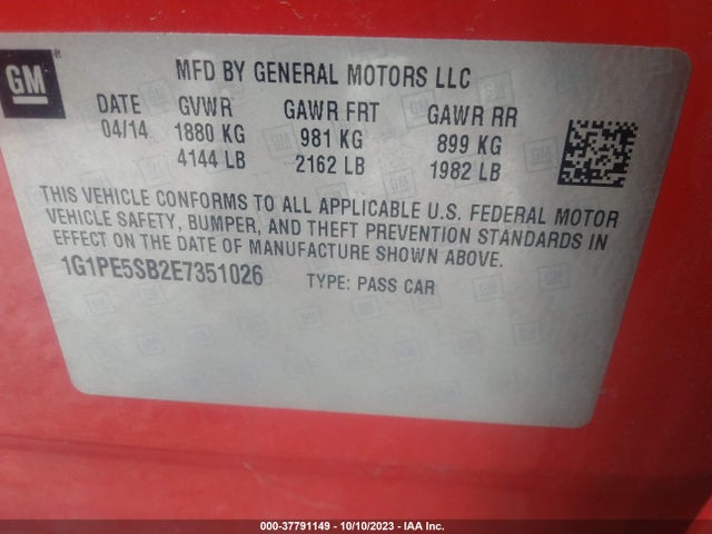 Chevrolet Cruze 2lt 2014 1G1PE5SB2E7351026 Image 9