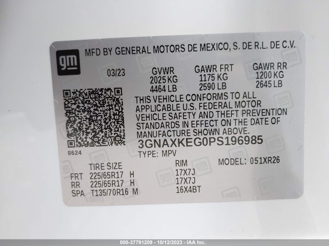 Chevrolet EQUINOX LT 2023 3GNAXKEG0PS196985 Image 9