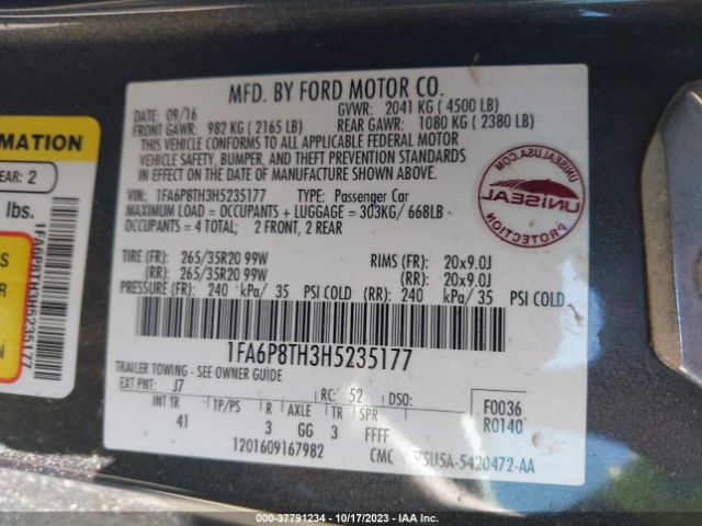 1FA6P8TH3H5235177 Ford Mustang Ecoboost